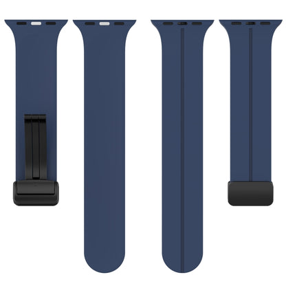 Solid Color Magnetic Buckle Silicone Watch Band For Apple Watch Ultra 49mm / Series 8&7 45mm / SE 2&6&SE&5&4 44mm(Midnight Blue) by buy2fix