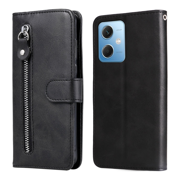 For Xiaomi Redmi Note 12 China Calf Texture Zipper Leather Phone Case(Black) by buy2fix