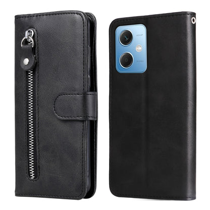 For Xiaomi Redmi Note 12 China Calf Texture Zipper Leather Phone Case(Black) by buy2fix