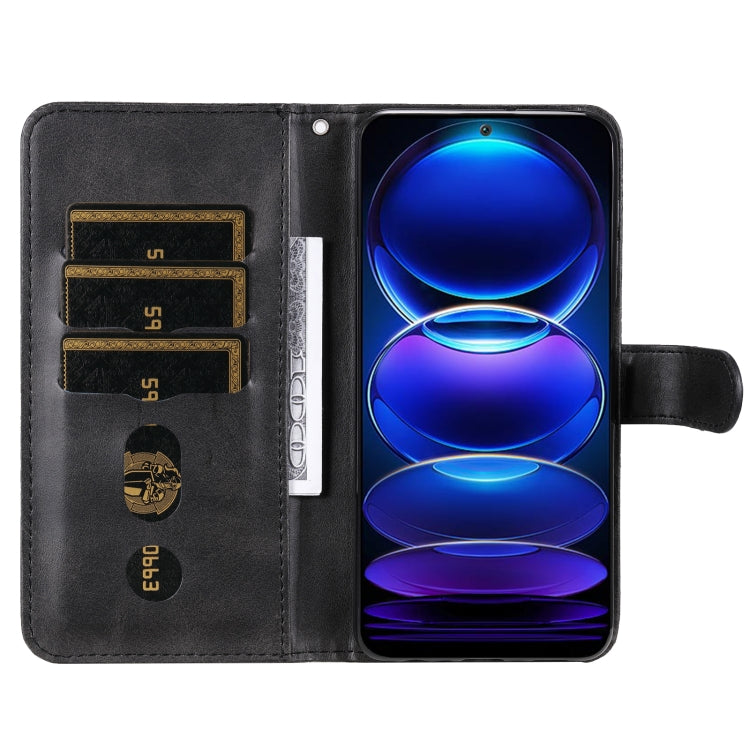 For Xiaomi Redmi Note 12 China Calf Texture Zipper Leather Phone Case(Black) by buy2fix