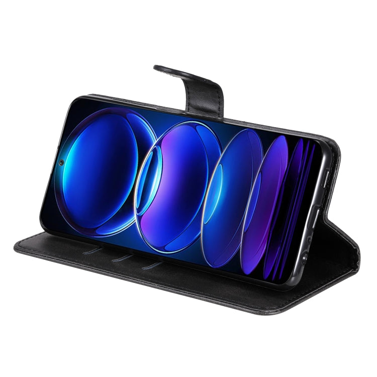 For Xiaomi Redmi Note 12 China Calf Texture Zipper Leather Phone Case(Black) by buy2fix