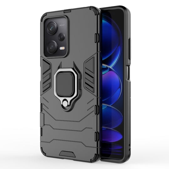 For Xiaomi Redmi Note 12 Pro 5G China PC + TPU Shockproof Protective Phone Case with Magnetic Ring Holder(Black)