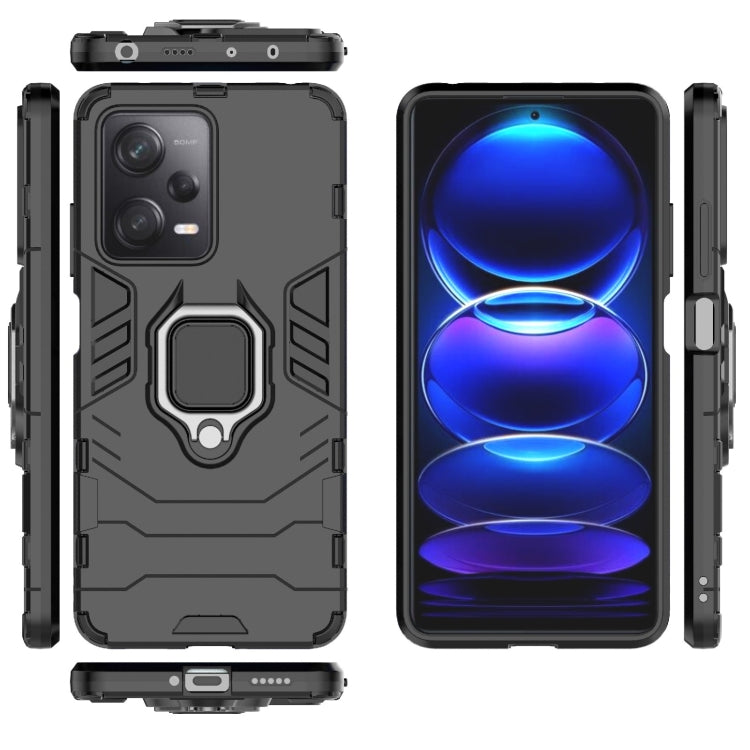 For Xiaomi Redmi Note 12 Pro 5G China PC + TPU Shockproof Protective Phone Case with Magnetic Ring Holder(Black) by buy2fix