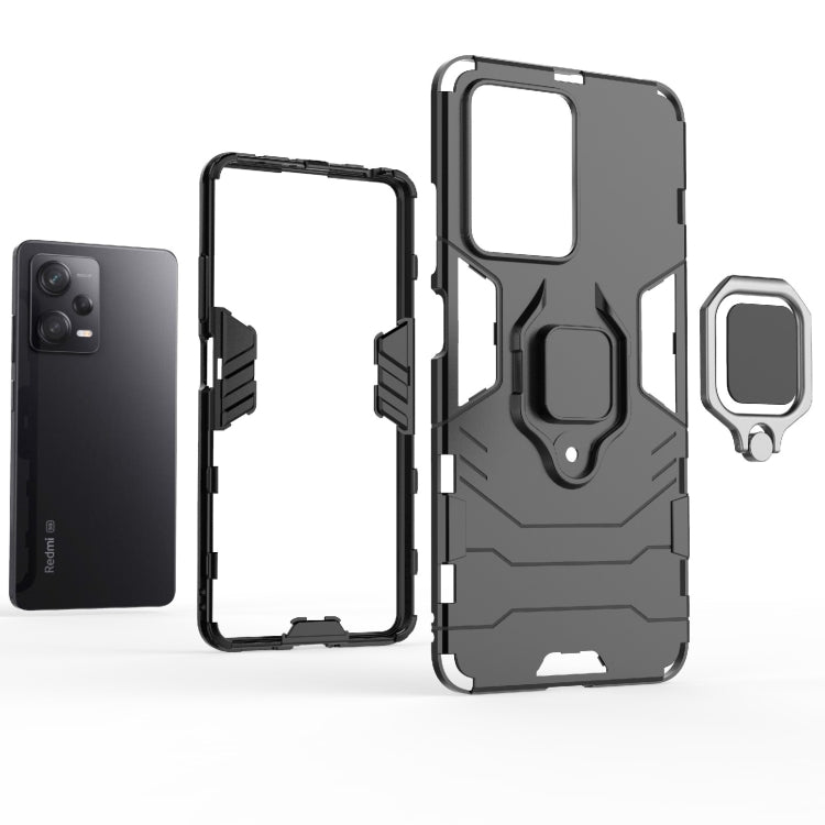 For Xiaomi Redmi Note 12 Pro 5G China PC + TPU Shockproof Protective Phone Case with Magnetic Ring Holder(Black) by buy2fix