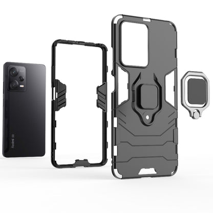 For Xiaomi Redmi Note 12 Pro 5G China PC + TPU Shockproof Protective Phone Case with Magnetic Ring Holder(Black) by buy2fix