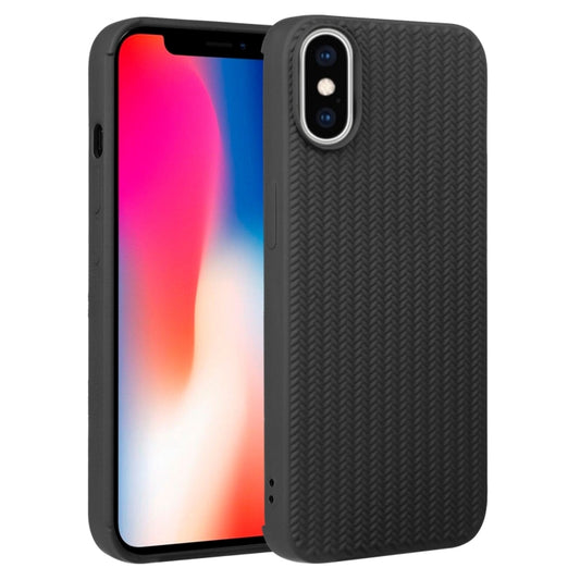 For iPhone X / XS Weave Texture Silicone Phone Case(Black) - More iPhone Cases by buy2fix | Online Shopping UK | buy2fix