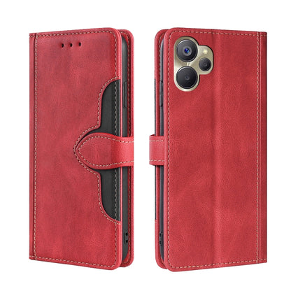 For Realme 9i 5G Global/10 5G Skin Feel Magnetic Buckle Leather Phone Case(Red) - Realme Cases by buy2fix | Online Shopping UK | buy2fix