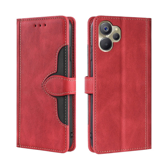 For Realme 9i 5G Global/10 5G Skin Feel Magnetic Buckle Leather Phone Case(Red) - Realme Cases by buy2fix | Online Shopping UK | buy2fix