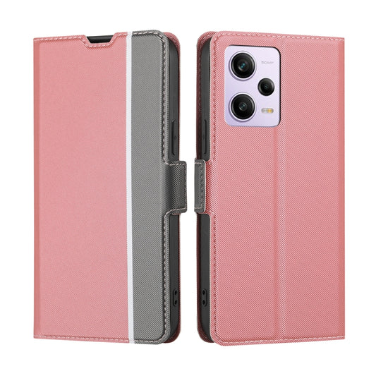 For Xiaomi Redmi Note 12 Pro 5G China Twill Texture Side Button Leather Phone Case(Pink) by buy2fix