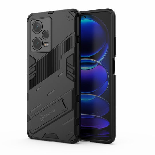 Pour Xiaomi Redmi Note 12 Pro + China Punk Armor 2 en 1 PC + TPU Phone Case avec support invisible (noir)