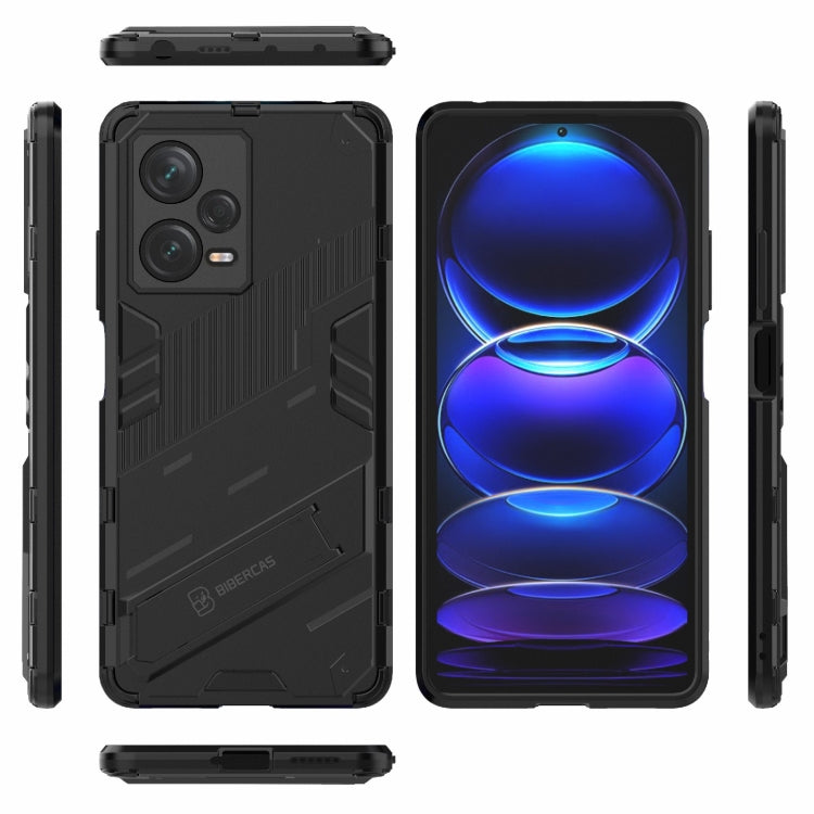 For Xiaomi Redmi Note 12 Pro+ China Punk Armor 2 in 1 PC + TPU Phone Case with Invisible Holder(Black) by buy2fix