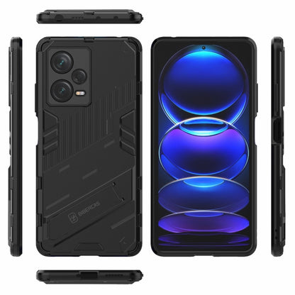 For Xiaomi Redmi Note 12 Pro+ China Punk Armor 2 in 1 PC + TPU Phone Case with Invisible Holder(Black) by buy2fix