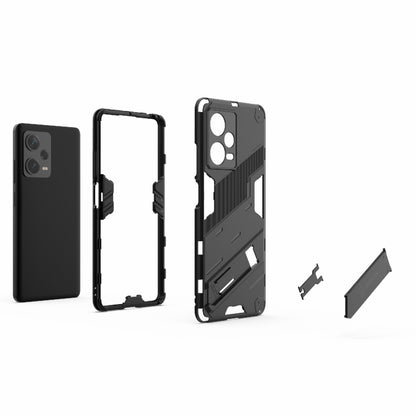 For Xiaomi Redmi Note 12 Pro+ China Punk Armor 2 in 1 PC + TPU Phone Case with Invisible Holder(Black) by buy2fix