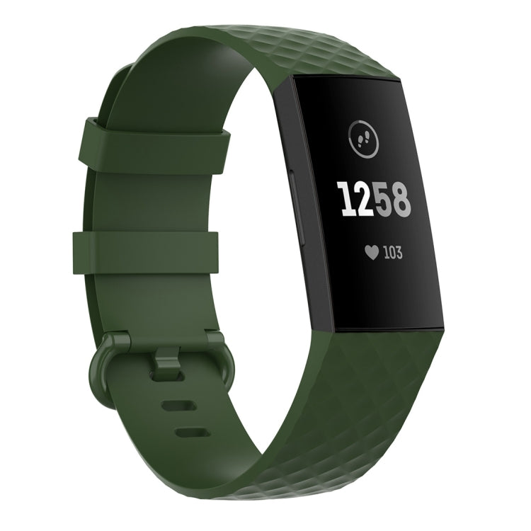 Color Buckle TPU Wrist Strap Watch Band for Fitbit Charge 4 / Charge 3 / Charge 3 SE, Size: L(Olive Green) - Watch Bands by buy2fix | Online Shopping UK | buy2fix