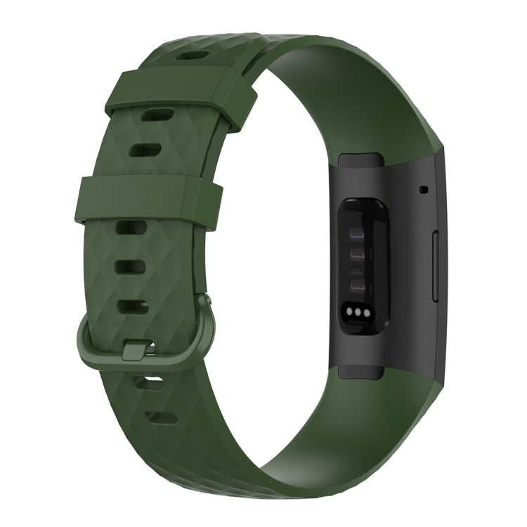 Color Buckle TPU Wrist Strap Watch Band for Fitbit Charge 4 / Charge 3 / Charge 3 SE, Size: L(Olive Green) - Watch Bands by buy2fix | Online Shopping UK | buy2fix