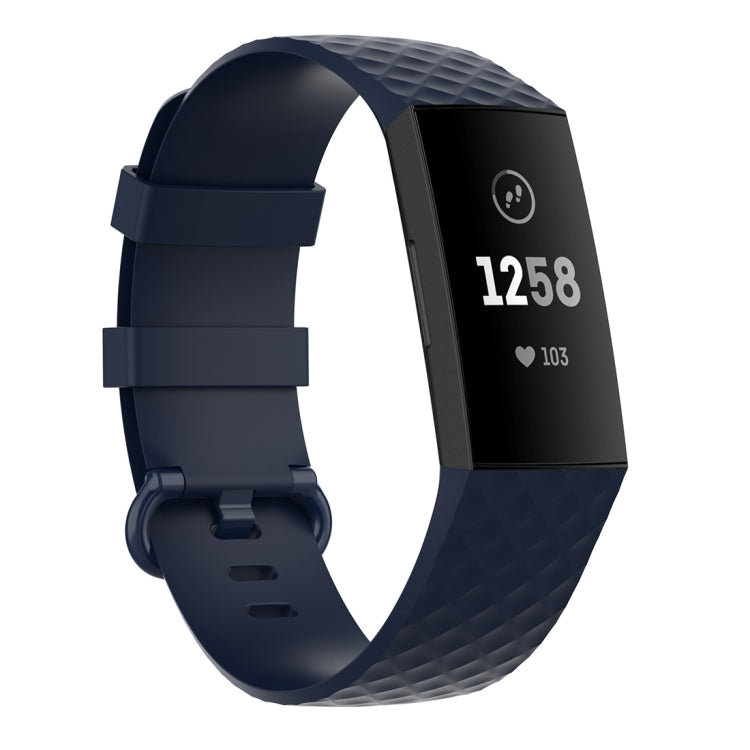 Color Buckle TPU Wrist Strap Watch Band for Fitbit Charge 4 / Charge 3 / Charge 3 SE, Size: L(Navy Blue) - Watch Bands by buy2fix | Online Shopping UK | buy2fix