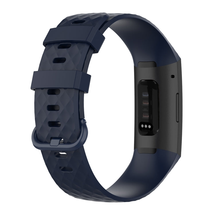 Color Buckle TPU Wrist Strap Watch Band for Fitbit Charge 4 / Charge 3 / Charge 3 SE, Size: L(Navy Blue) - Watch Bands by buy2fix | Online Shopping UK | buy2fix