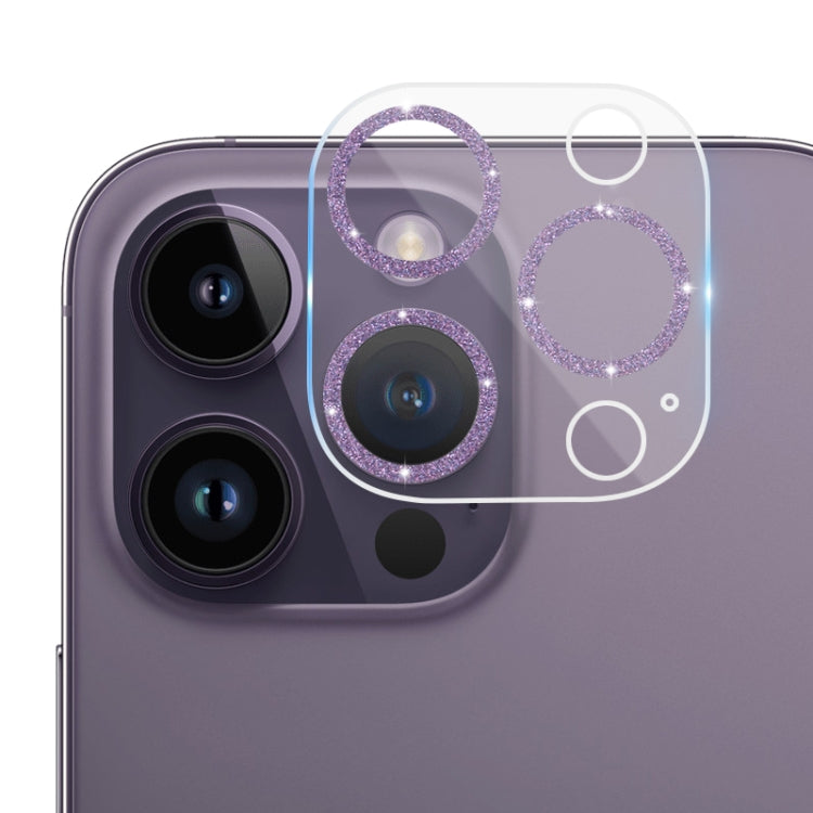 For iPhone 14 Pro Max / 14 Pro Tempered Glass Glitter CD Texture Back Camera Film(Purple) - iPhone 14 Pro Max Tempered Glass by buy2fix | Online Shopping UK | buy2fix