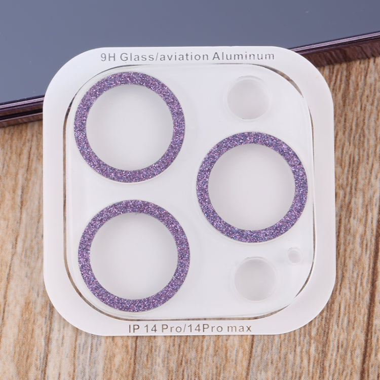 For iPhone 14 Pro Max / 14 Pro Tempered Glass Glitter CD Texture Back Camera Film(Purple) - iPhone 14 Pro Max Tempered Glass by buy2fix | Online Shopping UK | buy2fix