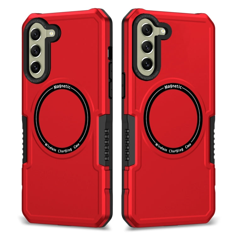 For Samsung Galaxy S21 FE 5G MagSafe Shockproof Armor Phone Case(Red) by buy2fix