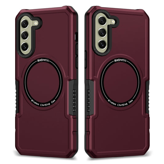 For Samsung Galaxy S21 FE 5G MagSafe Shockproof Armor Phone Case(Wine Red) by buy2fix