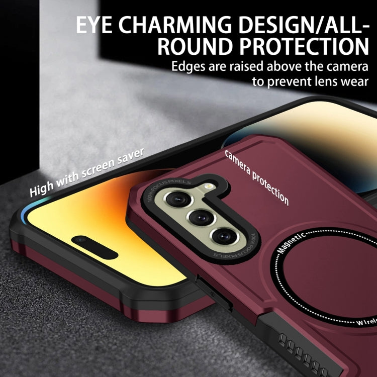 For Samsung Galaxy S21 FE 5G MagSafe Shockproof Armor Phone Case(Wine Red) by buy2fix