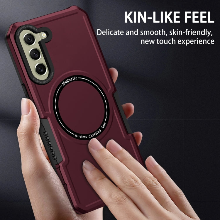 For Samsung Galaxy S21 FE 5G MagSafe Shockproof Armor Phone Case(Wine Red) by buy2fix