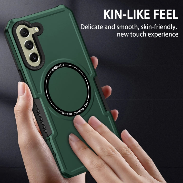 For Samsung Galaxy S21 FE 5G MagSafe Shockproof Armor Phone Case(Dark Green) by buy2fix
