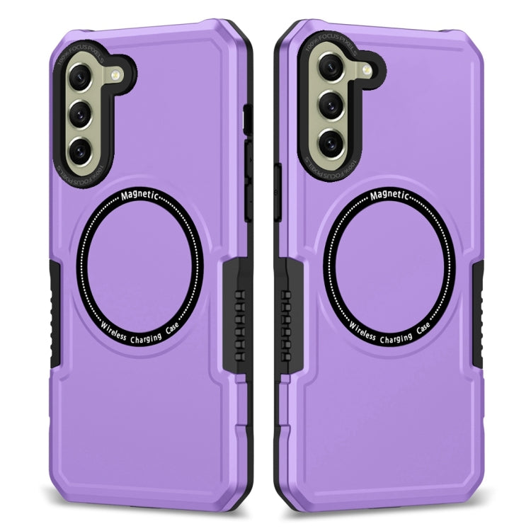 For Samsung Galaxy S21 FE 5G MagSafe Shockproof Armor Phone Case(Purple) by buy2fix