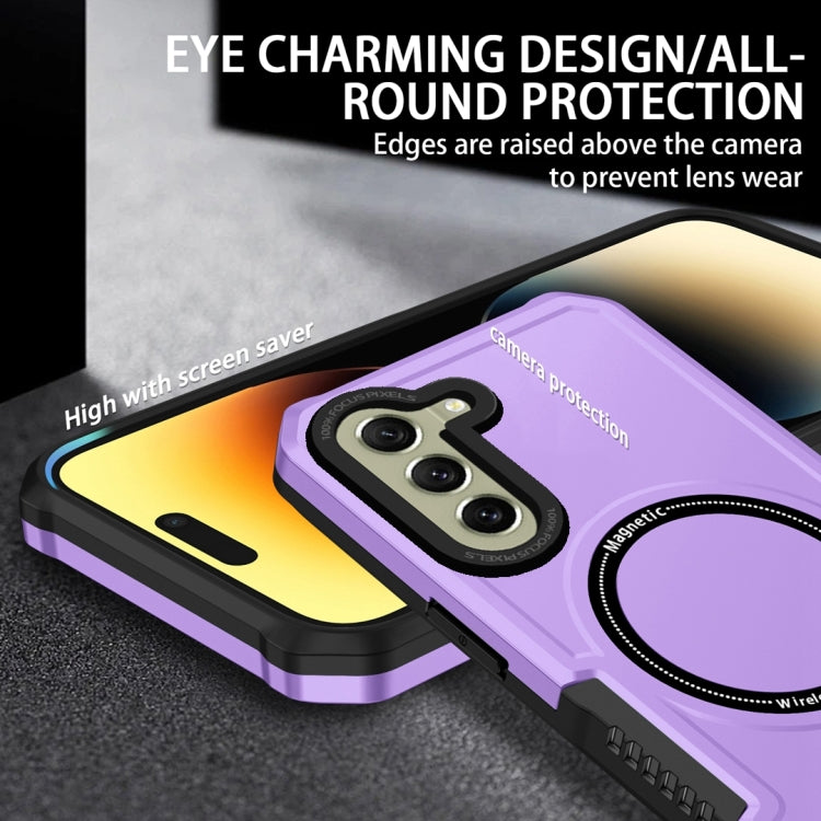 For Samsung Galaxy S21 FE 5G MagSafe Shockproof Armor Phone Case(Purple) by buy2fix