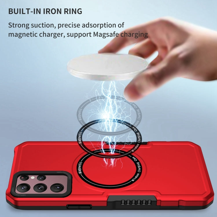 For Samsung Galaxy S22 Ultra 5G MagSafe Shockproof Armor Phone Case(Red) by buy2fix