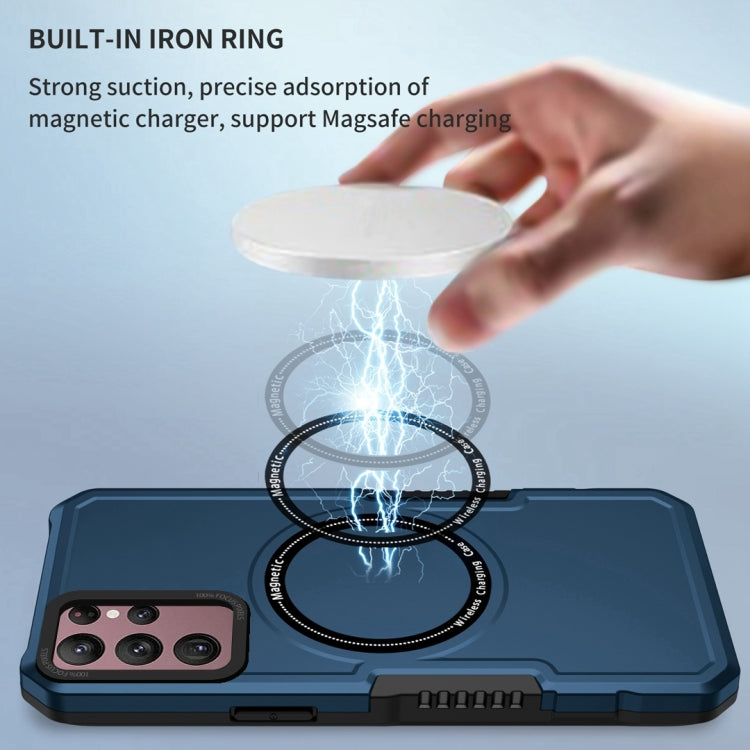 For Samsung Galaxy S22 Ultra 5G MagSafe Shockproof Armor Phone Case(Dark Blue) by buy2fix