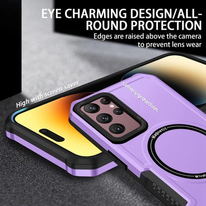 For Samsung Galaxy S22 Ultra 5G MagSafe Shockproof Armor Phone Case(Purple) by buy2fix