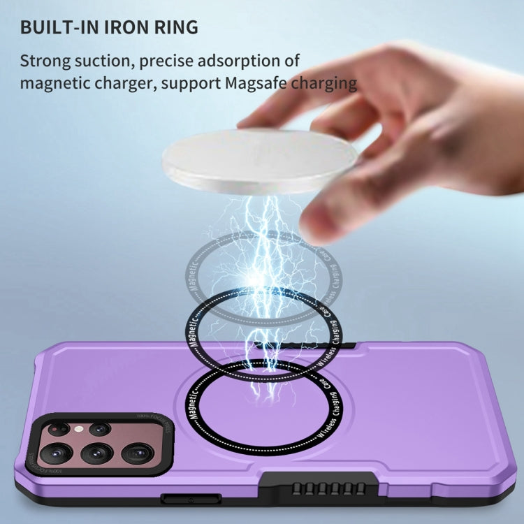 For Samsung Galaxy S22 Ultra 5G MagSafe Shockproof Armor Phone Case(Purple) by buy2fix
