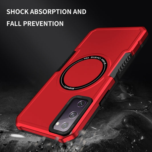 For Samsung Galaxy S20 FE MagSafe Shockproof Armor Phone Case(Red) by buy2fix