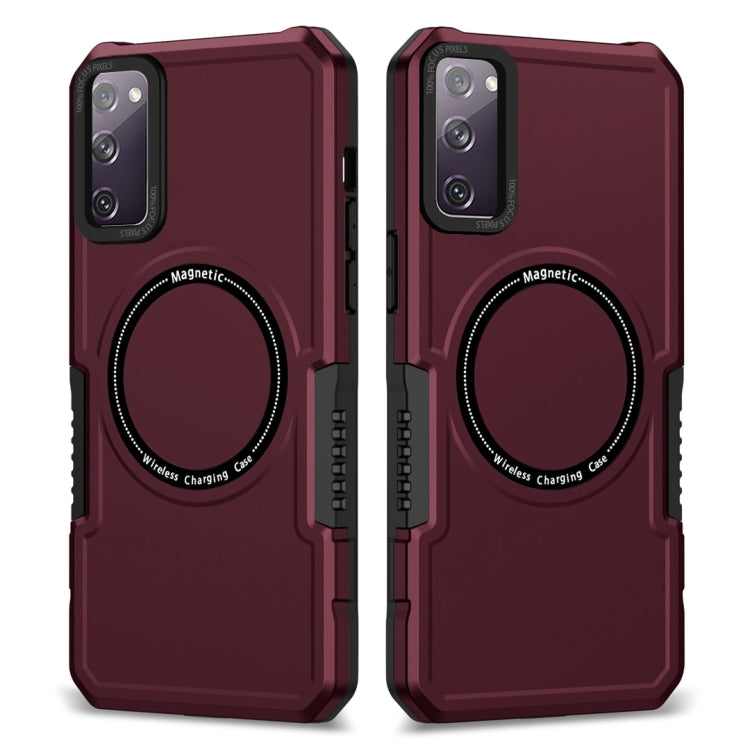 For Samsung Galaxy S20 FE MagSafe Shockproof Armor Phone Case(Wine Red) by buy2fix