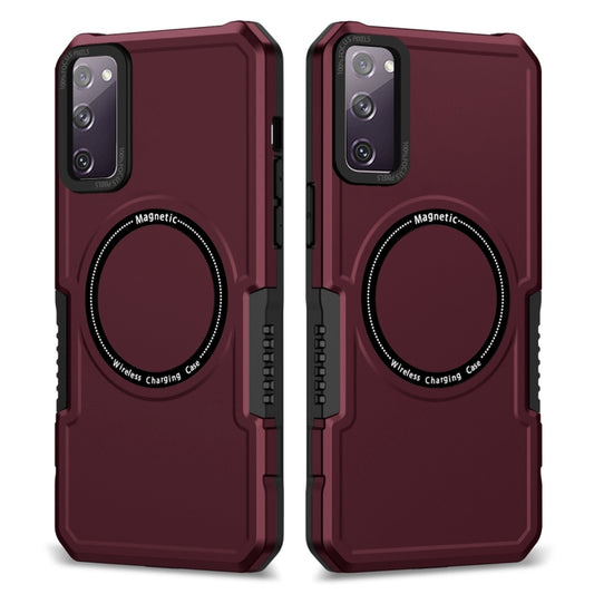 For Samsung Galaxy S20 FE MagSafe Shockproof Armor Phone Case(Wine Red) by buy2fix
