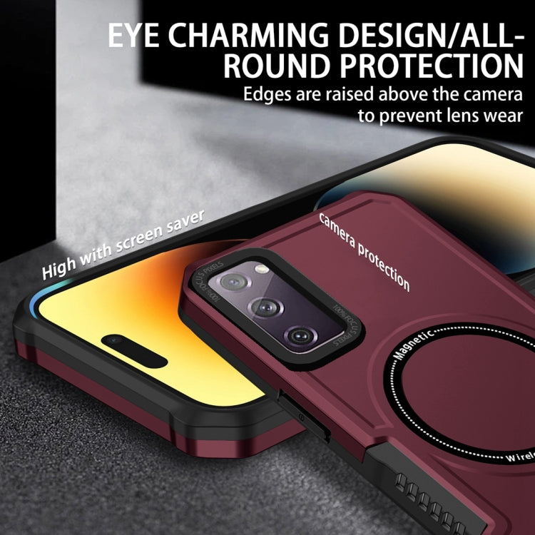 For Samsung Galaxy S20 FE MagSafe Shockproof Armor Phone Case(Wine Red) by buy2fix