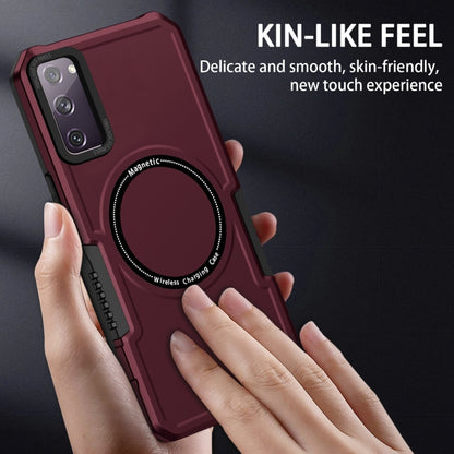 For Samsung Galaxy S20 FE MagSafe Shockproof Armor Phone Case(Wine Red) by buy2fix