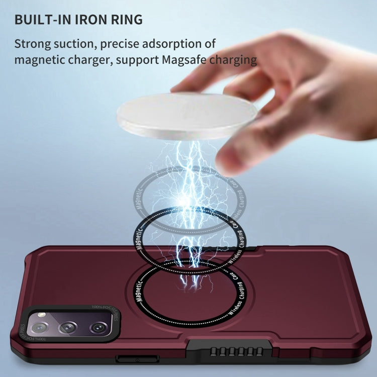 For Samsung Galaxy S20 FE MagSafe Shockproof Armor Phone Case(Wine Red) by buy2fix
