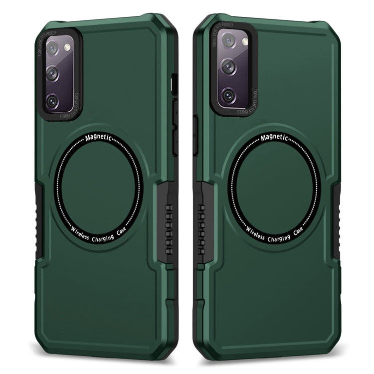 For Samsung Galaxy S20 FE MagSafe Shockproof Armor Phone Case(Dark Green) by buy2fix
