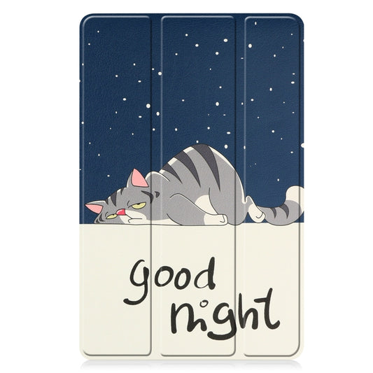 For Lenovo Tab P11 Gen 2 Custer Painted 3-Fold Holder Leather Smart Tablet Case(Lazy Cat) - Lenovo by buy2fix | Online Shopping UK | buy2fix