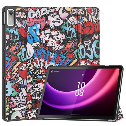 For Lenovo Tab P11 Gen 2 Custer Painted 3-Fold Holder Leather Smart Tablet Case(Graffiti) - Lenovo by buy2fix | Online Shopping UK | buy2fix