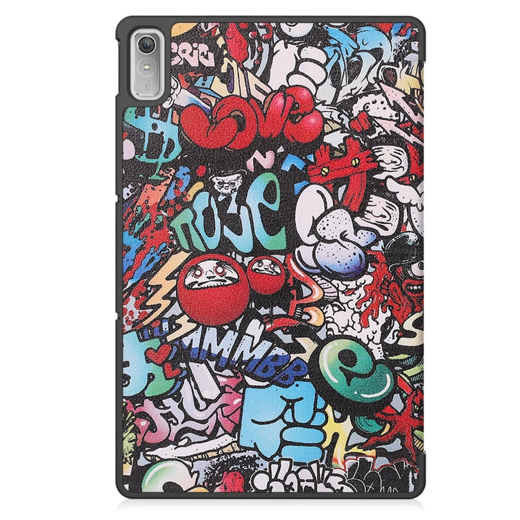 For Lenovo Tab P11 Gen 2 Custer Painted 3-Fold Holder Leather Smart Tablet Case(Graffiti) - Lenovo by buy2fix | Online Shopping UK | buy2fix