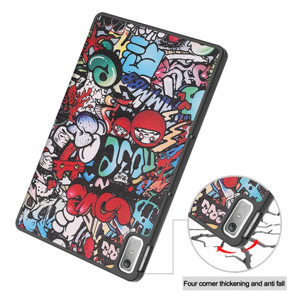 For Lenovo Tab P11 Gen 2 Custer Painted 3-Fold Holder Leather Smart Tablet Case(Graffiti) - Lenovo by buy2fix | Online Shopping UK | buy2fix