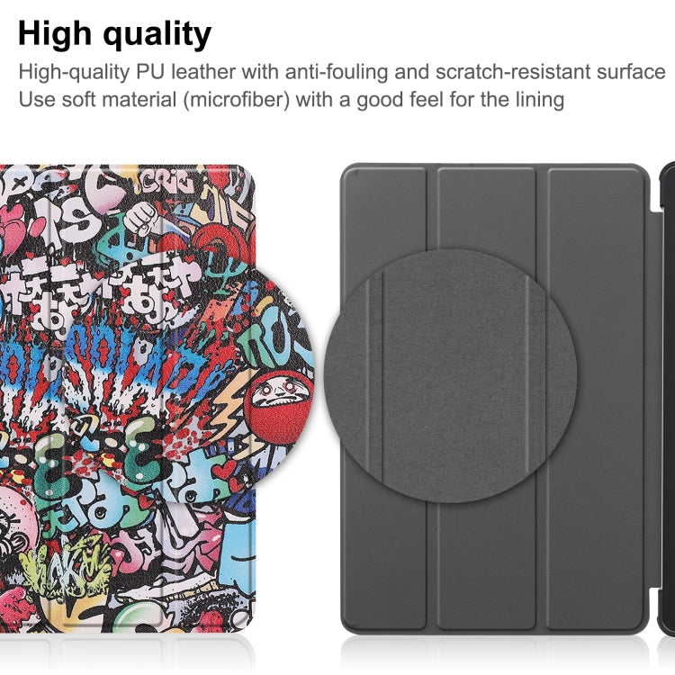 For Lenovo Tab P11 Gen 2 Custer Painted 3-Fold Holder Leather Smart Tablet Case(Graffiti) - Lenovo by buy2fix | Online Shopping UK | buy2fix