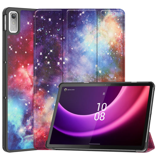 For Lenovo Tab P11 Gen 2 Custer Painted 3-Fold Holder Leather Smart Tablet Case(Milky Way Nebula) - Lenovo by buy2fix | Online Shopping UK | buy2fix