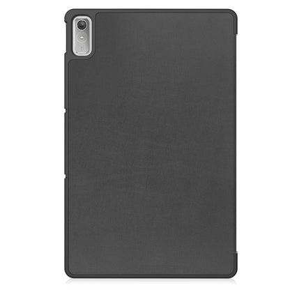 For Lenovo Tab P11 Gen 2 Custer Pure Color 3-Fold Holder Leather Smart Tablet Case(Black) - Lenovo by buy2fix | Online Shopping UK | buy2fix