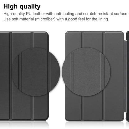 For Lenovo Tab P11 Gen 2 Custer Pure Color 3-Fold Holder Leather Smart Tablet Case(Black) - Lenovo by buy2fix | Online Shopping UK | buy2fix