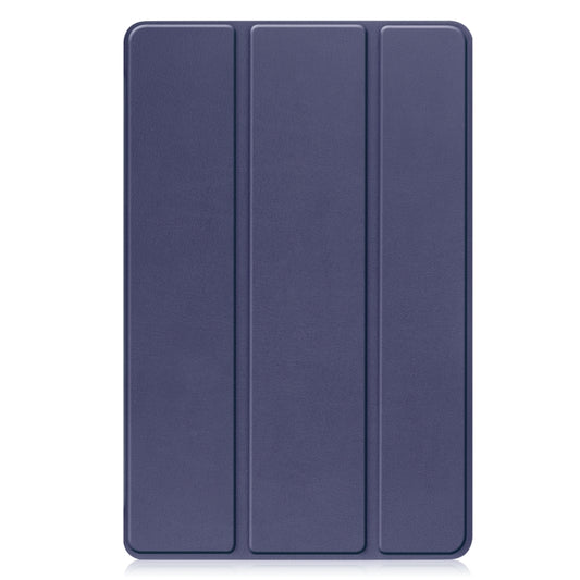 For Lenovo Tab P11 Gen 2 Custer Pure Color 3-Fold Holder Leather Smart Tablet Case(Dark Blue) - Lenovo by buy2fix | Online Shopping UK | buy2fix